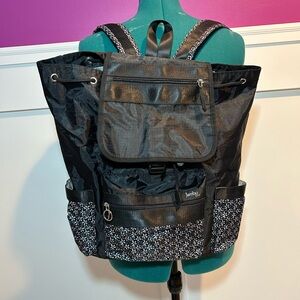 Jambu Black Backpack with White Floral Accents